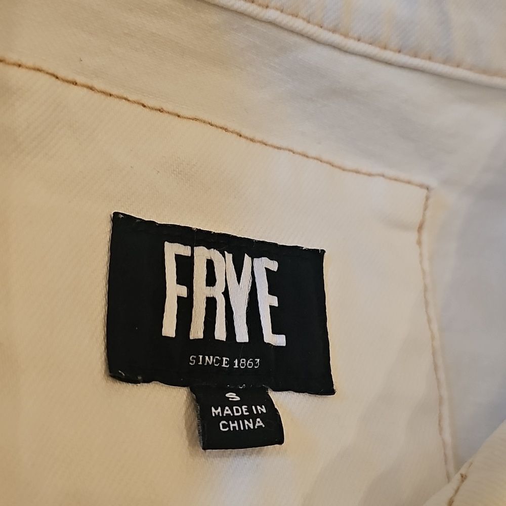Frye Cropped Off White Denim Jacket Size S - Picture 11 of 12